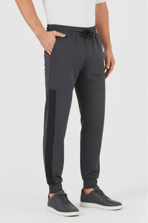 Erkek Antrasit Standart Fit Normal Kesim Paça Ribanalı Cepli Rahat Jogger Eşofman Altı MTLCE101 - MMETALIC