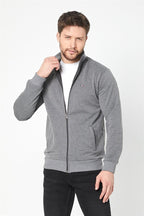 Erkek Antrasit Uzun Kollu Önü Fermuarlı Hırka MTLCE8293 - Antrasit - MMETALIC