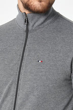 Erkek Antrasit Uzun Kollu Önü Fermuarlı Hırka MTLCE8293 - Antrasit - MMETALIC