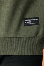 Erkek Basic Bisiklet Yaka Haki Sweatshirt - MMETALIC