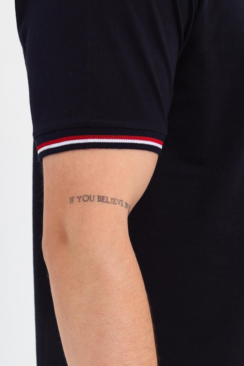 Erkek Basic Kolları Şeritli %100 Pamuk Bisiklet Yaka Regular Fit 3'Lü T-shirt - MMETALIC