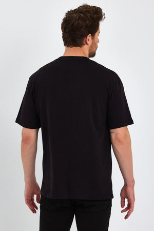 Erkek Beyaz Baskılı Basic Oversize Bisiklet Yaka Kısa Kollu T-shirt - MMETALIC