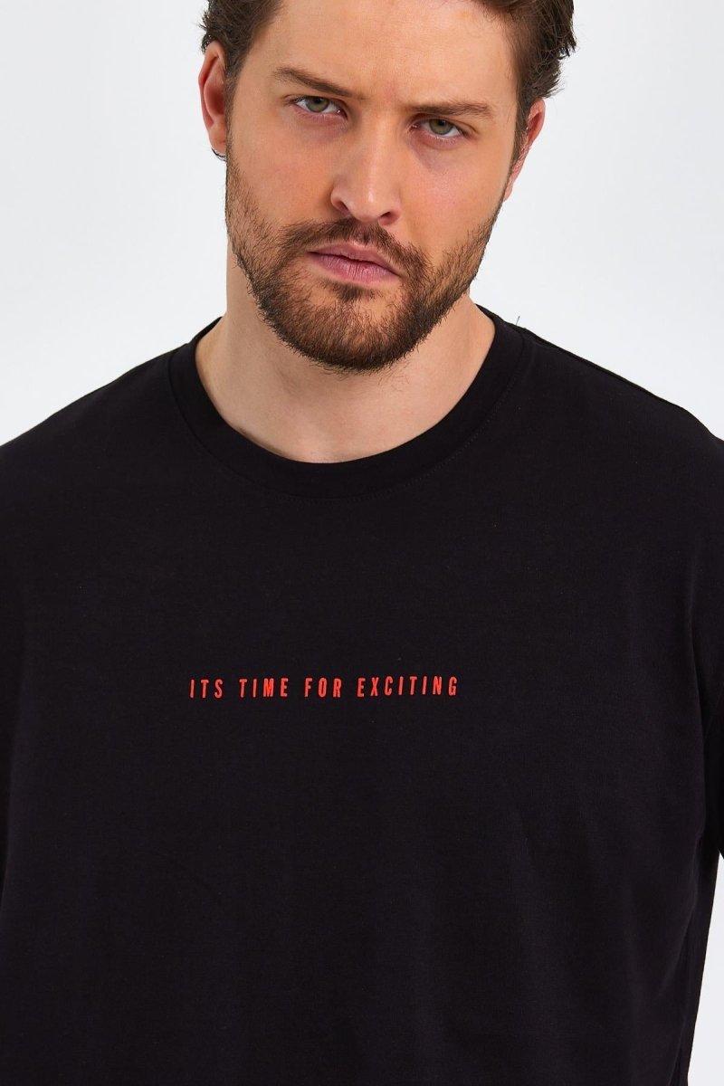 Erkek Beyaz Baskılı Basic Oversize Bisiklet Yaka Kısa Kollu T-shirt - MMETALIC