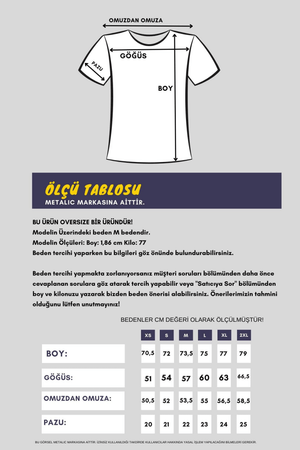 Erkek Beyaz Baskılı Basic Oversize Bisiklet Yaka Kısa Kollu T-shirt - MMETALIC