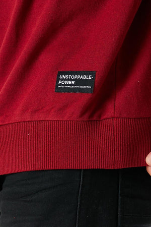 Erkek Bordo Basic Bisiklet Yaka Sweatshirt - MMETALIC