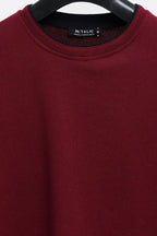Erkek Bordo Çift Bisiklet Yaka Baskı Detaylı Standart Rahat Kesim Sweatshirt - MMETALIC
