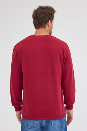 Erkek Bordo Standart Fit Normal Kesim Pamuklu Basic Bisiklet Yaka Sweatshirt MTLCE113 - Bordo - MMETALIC