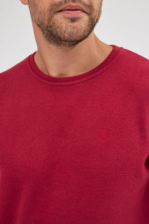 Erkek Bordo Standart Fit Normal Kesim Pamuklu Basic Bisiklet Yaka Sweatshirt MTLCE113 - Bordo - MMETALIC