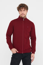 Erkek Bordo Uzun Kollu Önü Fermuarlı Hırka MTLCE8293 - Bordo - MMETALIC