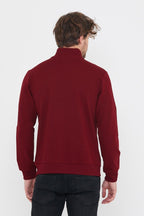 Erkek Bordo Uzun Kollu Önü Fermuarlı Hırka MTLCE8293 - Bordo - MMETALIC