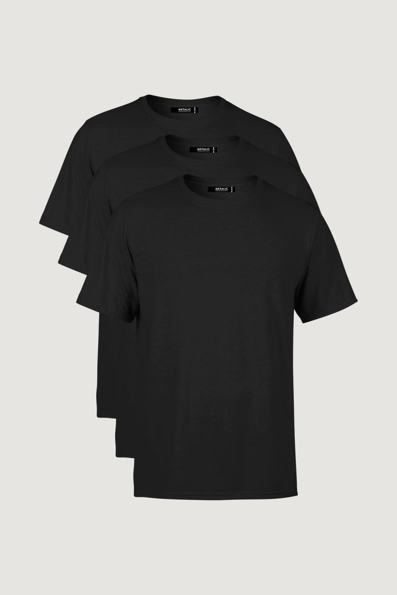 Erkek Çok Renkli T-Shirt Regular Fit Rahat Kesim Bisiklet Yaka 3'lü Basic Tişört Paketi - MMETALIC