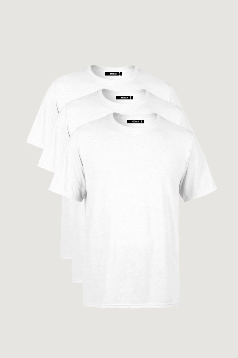 Erkek Çok Renkli T-Shirt Regular Fit Rahat Kesim Bisiklet Yaka 3'lü Basic Tişört Paketi - MMETALIC