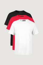 Erkek Çok Renkli T-Shirt Regular Fit Rahat Kesim Bisiklet Yaka 3'lü Basic Tişört Paketi - MMETALIC