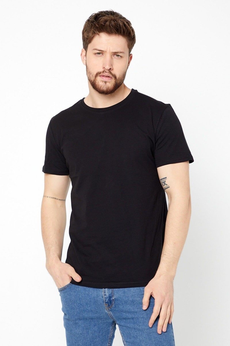 Erkek Çok Renkli T-Shirt Regular Fit Rahat Kesim Bisiklet Yaka 3'lü Basic Tişört Paketi - MMETALIC