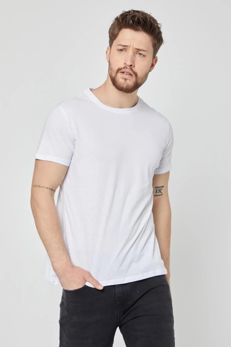 Erkek Çok Renkli T-Shirt Regular Fit Rahat Kesim Bisiklet Yaka 5'li Basic Tişört Paketi - MMETALIC