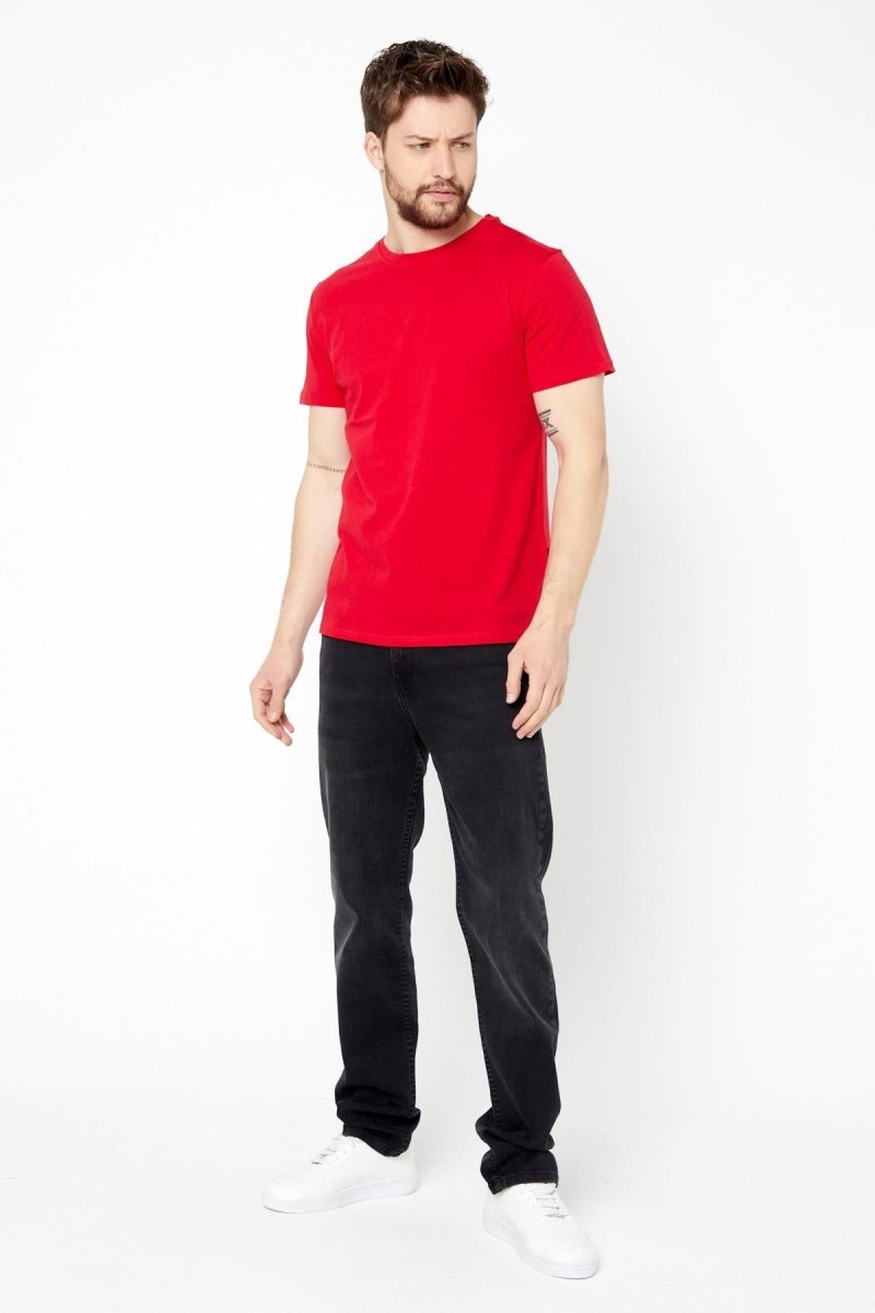 Erkek Çok Renkli T-Shirt Regular Fit Rahat Kesim Bisiklet Yaka Basic Tişört - MMETALIC