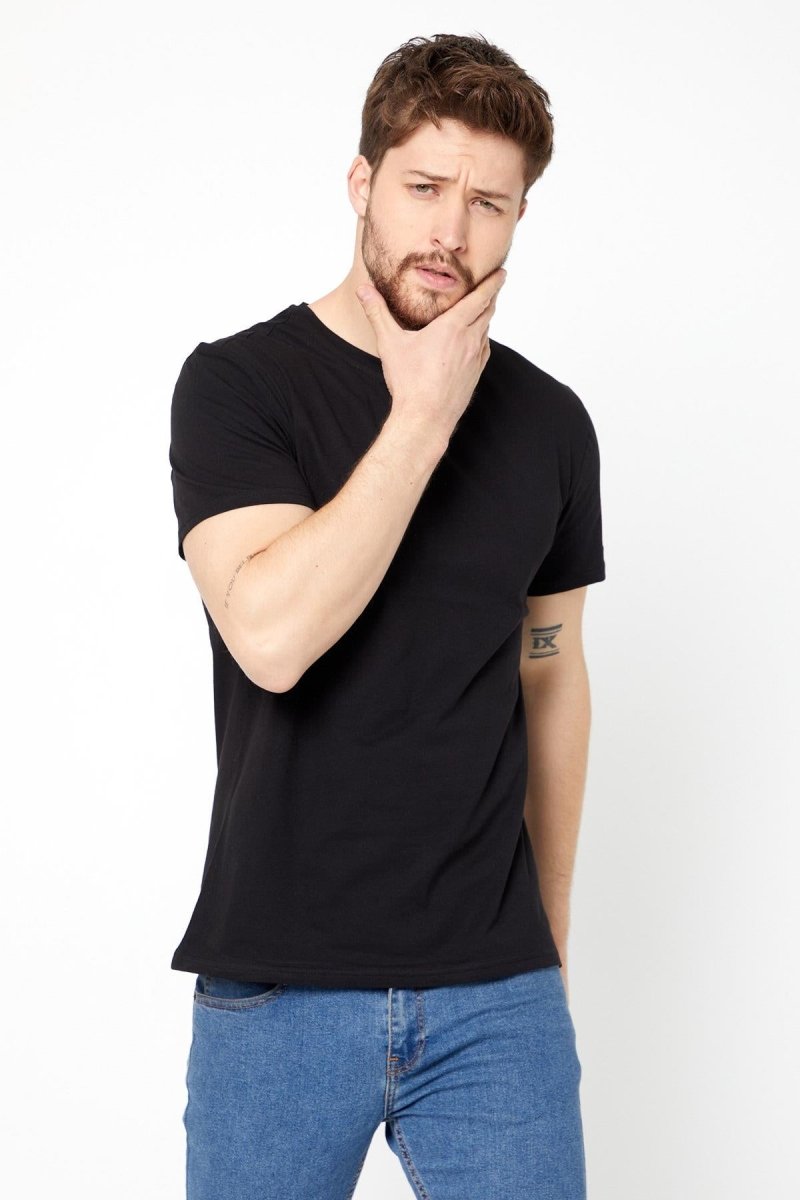 Erkek Çok Renkli T-Shirt Regular Fit Rahat Kesim Bisiklet Yaka Basic Tişört - MMETALIC