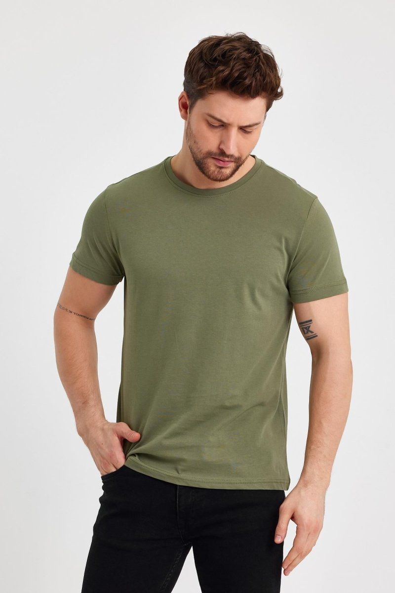 Erkek Çok Renkli T-Shirt Regular Fit Rahat Kesim Bisiklet Yaka Basic Tişört - MMETALIC