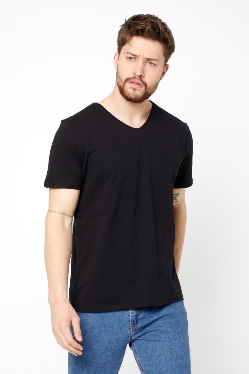 Erkek Çok Renkli T-Shirt Regular Fit Rahat Kesim V Yaka 5'li Basic Tişört Paketi - MMETALIC