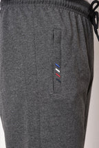 Erkek Gri Fermuar Cep Nakış Detaylı Düz Paça Rahat Kesim Eşofman Altı - MMETALIC