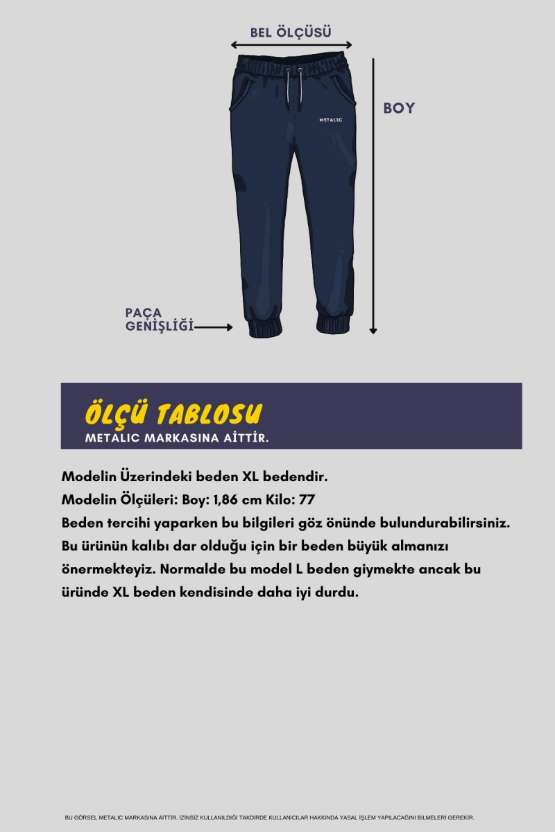 Erkek Gri Paçası Lastikli Cep Etiket Detaylı Eşofman Altı - MMETALIC