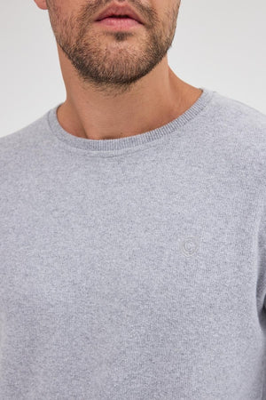 Erkek Gri Standart Fit Normal Kesim Pamuklu Basic Bisiklet Yaka Sweatshirt MTLCE113 - Gri - MMETALIC