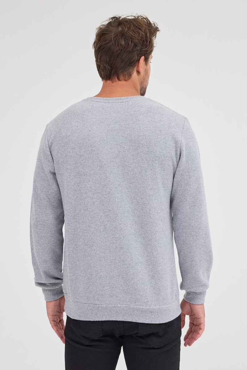 Erkek Gri Standart Fit Normal Kesim Pamuklu Basic Bisiklet Yaka Sweatshirt MTLCE113 - Gri - MMETALIC