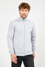 Erkek Gri Uzun Kollu Önü Fermuarlı Hırka - MMETALIC