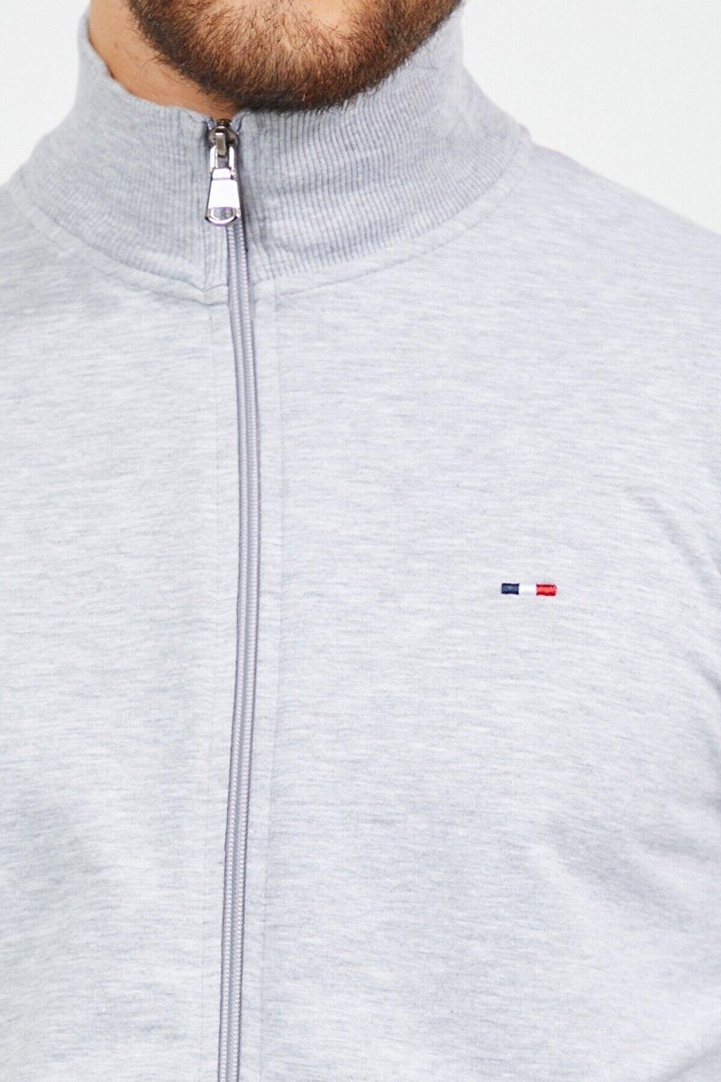 Erkek Gri Uzun Kollu Önü Fermuarlı Hırka - MMETALIC