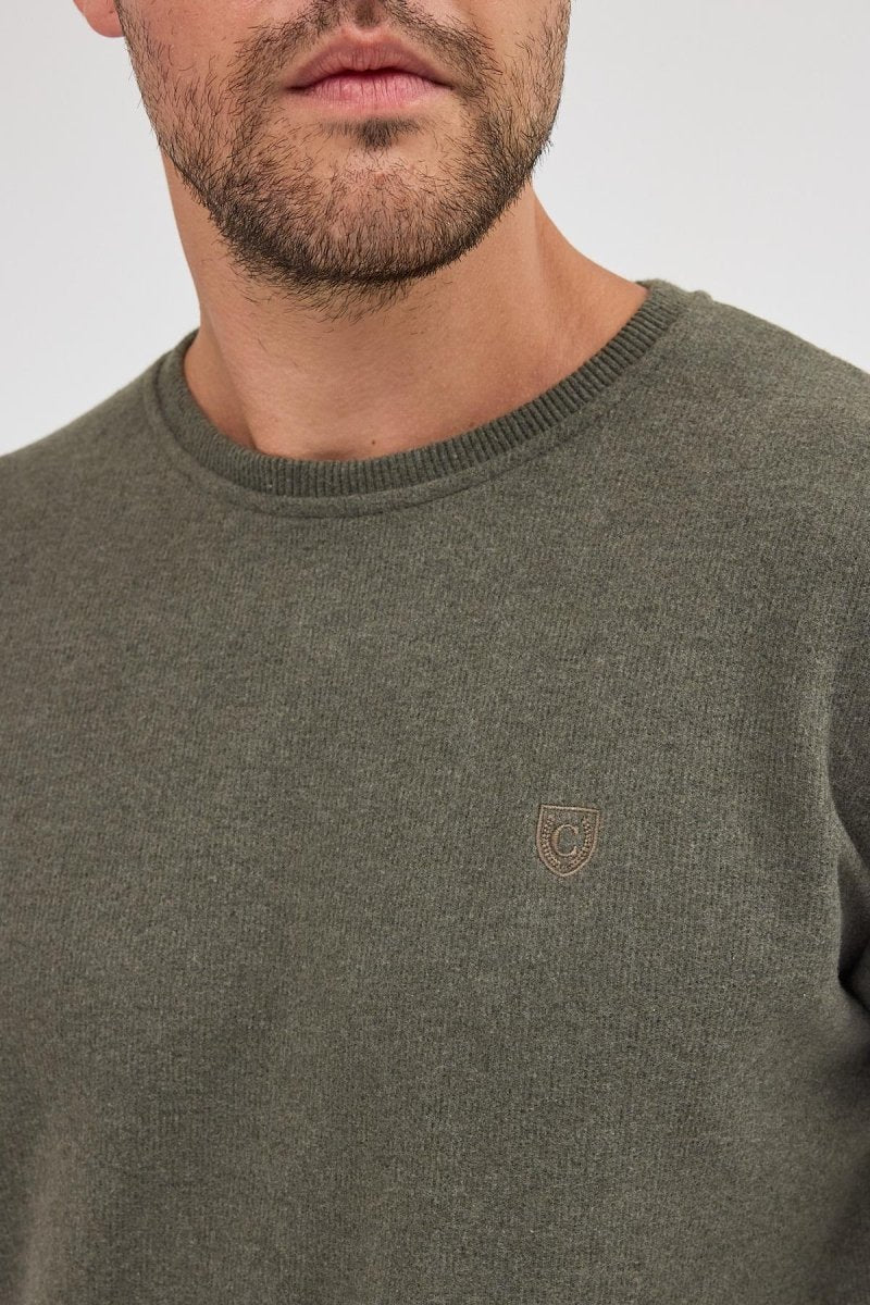 Erkek Haki Standart Fit Normal Kesim Pamuklu Basic Bisiklet Yaka Sweatshirt MTLCE113 - Haki - MMETALIC