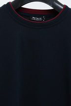 Erkek Lacivert Çift Bisiklet Yaka Baskı Detaylı Standart Rahat Kesim Sweatshirt - MMETALIC