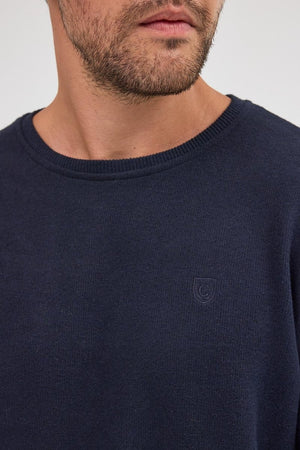 Erkek Lacivert Standart Fit Normal Kesim Pamuklu Basic Bisiklet Yaka Sweatshirt MTLCE113 - Lacivert - MMETALIC