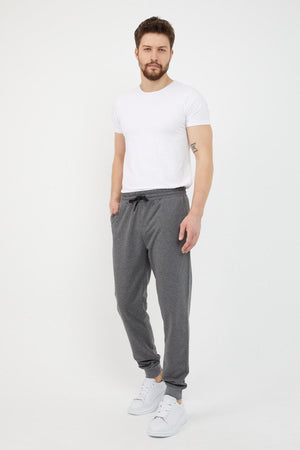 Erkek Regular Fit Rahat Kesim Beli Bağcıklı Jogger Cepli Lastikli Paça Siyah Eşofman Altı - MMETALIC