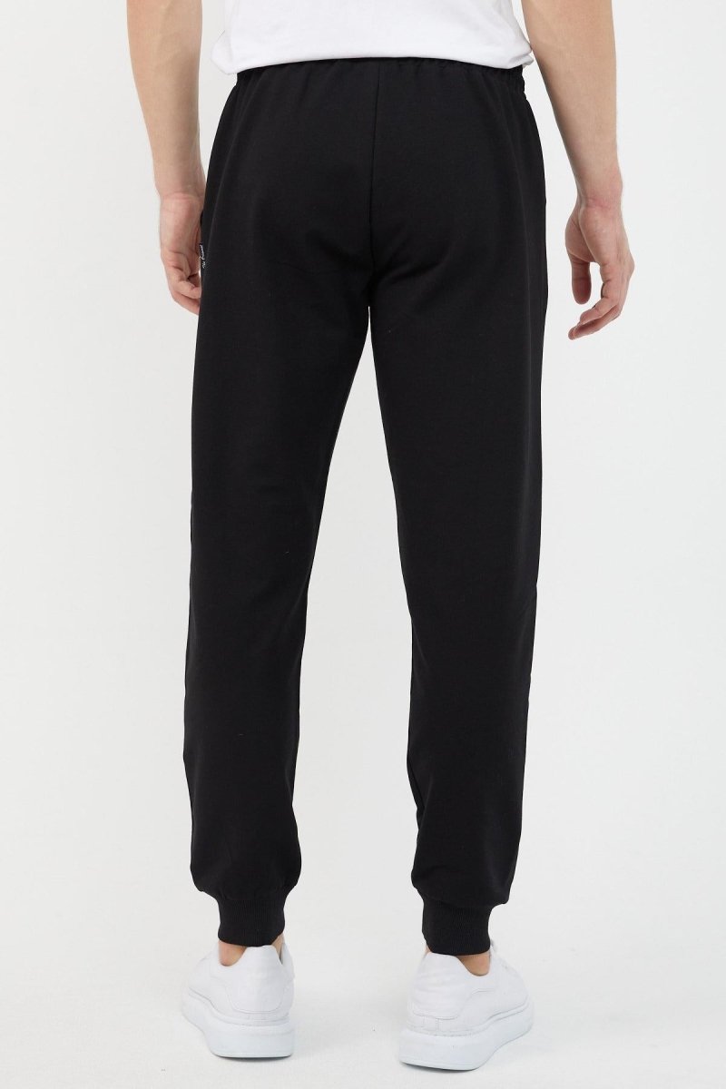 Erkek Regular Fit Rahat Kesim Beli Bağcıklı Jogger Cepli Lastikli Paça Siyah Eşofman Altı - MMETALIC