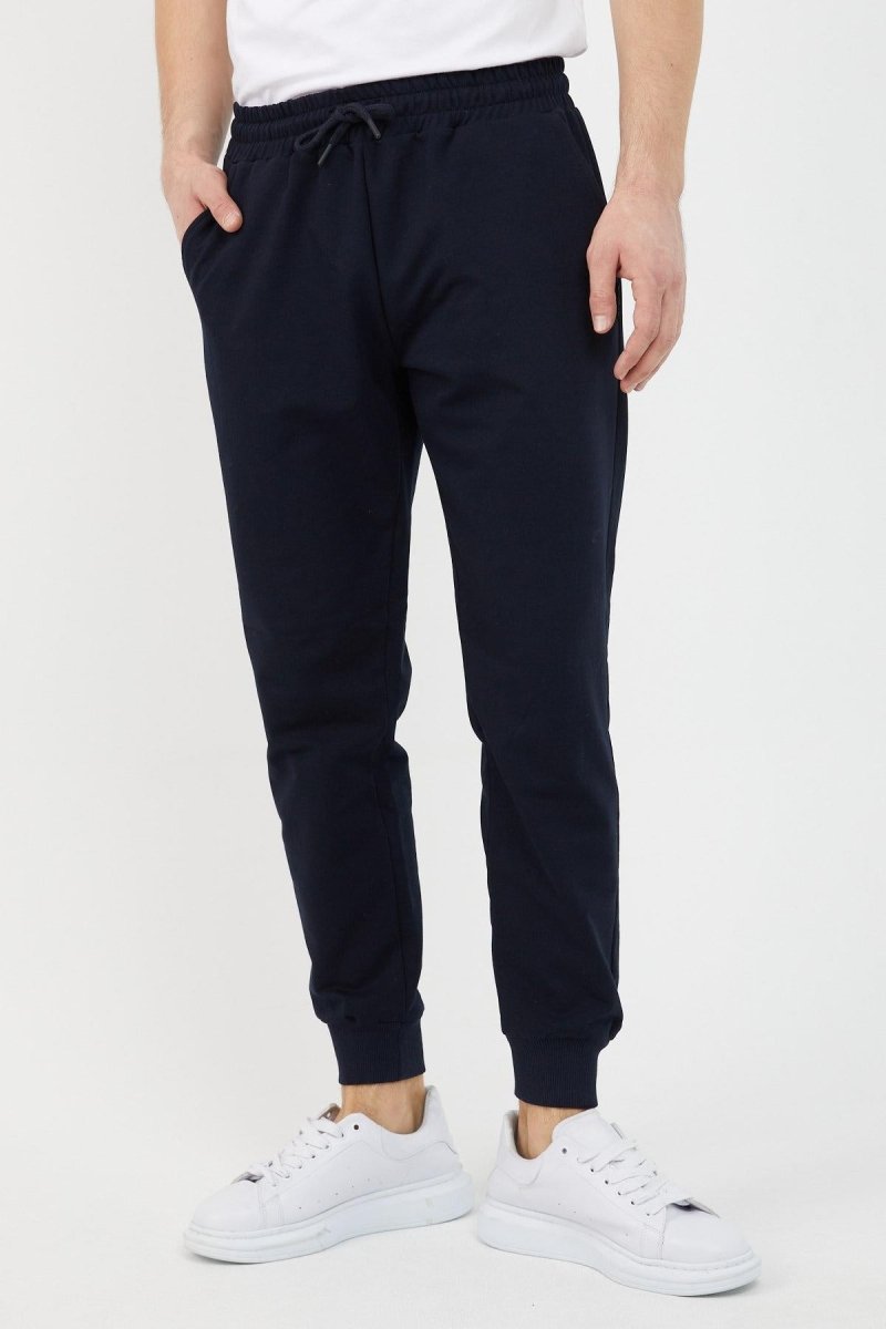 Erkek Regular Fit Rahat Kesim Beli Bağcıklı Jogger Cepli Lastikli Paça Siyah Eşofman Altı - MMETALIC