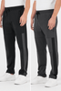Erkek Siyah-Antrasit Standart Fit Normal Kesim Düz Paça Cep Fermuarlı Rahat Jogger 2'li Eşofman Altı