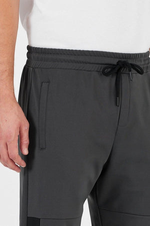 Erkek Siyah - Antrasit Standart Fit Normal Kesim Düz Paça Cep Fermuarlı Rahat Jogger 2'li Eşofman Altı - MMETALIC