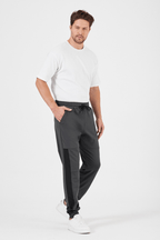 Erkek Siyah - Antrasit Standart Fit Normal Kesim Paça Ribanalı Cepli Rahat Jogger 2'li Eşofman Altı MTLCE101 - 2 - MMETALIC