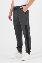 Erkek Siyah - Antrasit Standart Fit Normal Kesim Paça Ribanalı Cepli Rahat Jogger 2'li Eşofman Altı MTLCE101 - 2 - MMETALIC