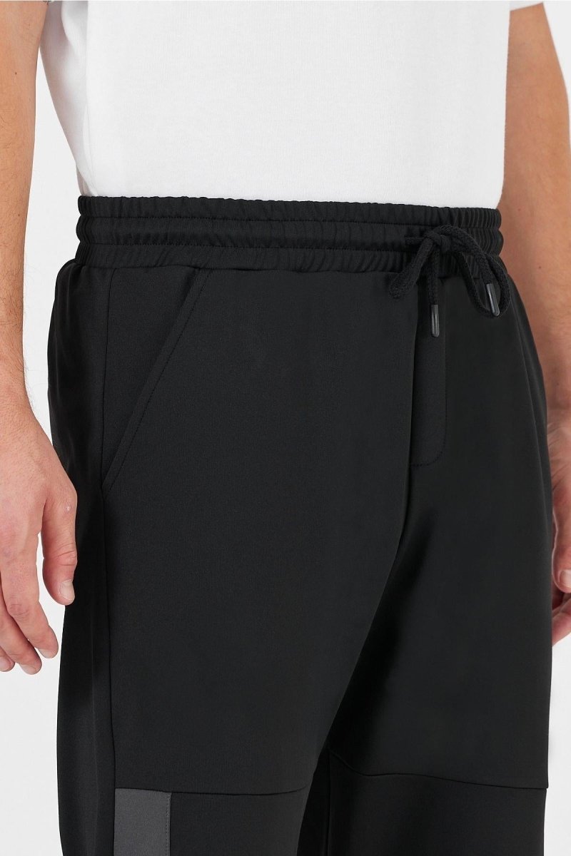 Erkek Siyah - Antrasit Standart Fit Normal Kesim Paça Ribanalı Cepli Rahat Jogger 2'li Eşofman Altı MTLCE101 - 2 - MMETALIC