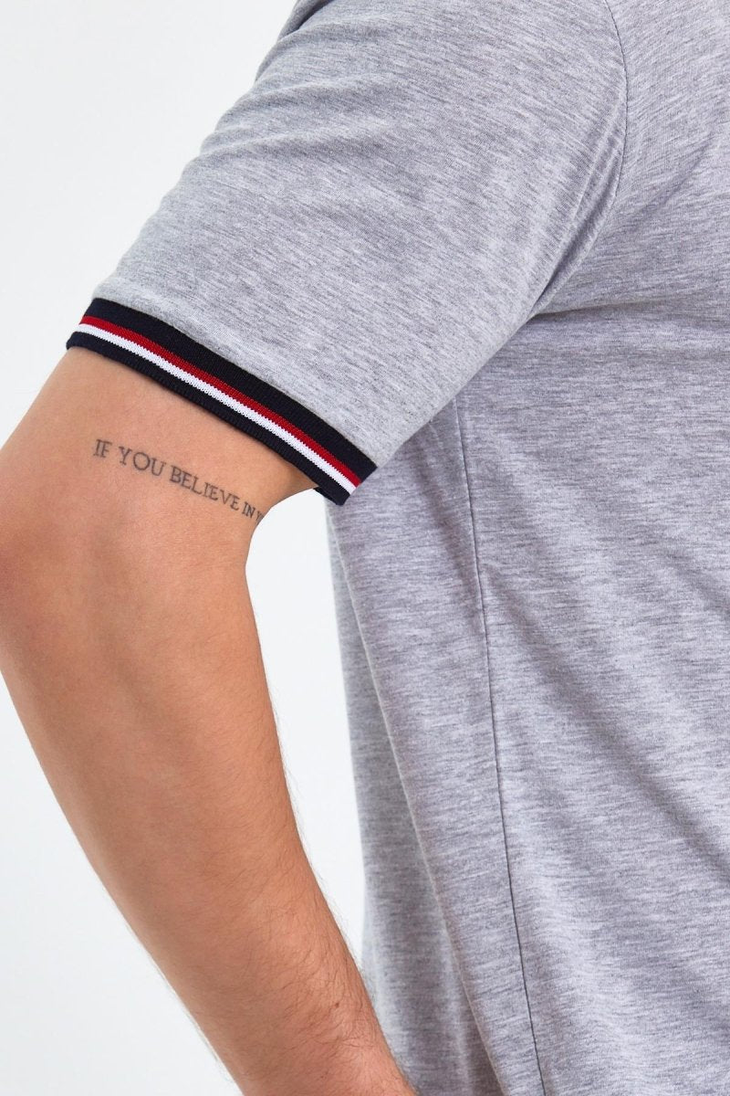 Erkek Siyah Basic Kolları Şeritli %100 Pamuk Bisiklet Yaka Regular Fit T-shirt - MMETALIC