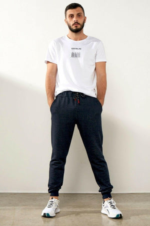 Erkek Siyah Içi Polarlı Slim Fit Paça Lastikli Jogger Eşofman Altı MTLCO - 42 - MMETALIC