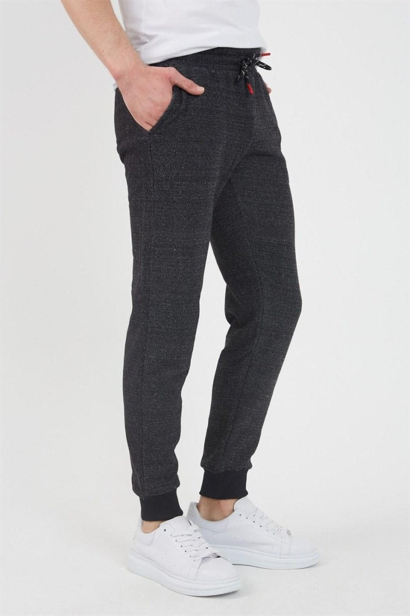 Erkek Siyah Içi Polarlı Slim Fit Paça Lastikli Jogger Eşofman Altı MTLCO - 42 - MMETALIC