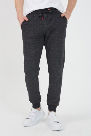 Erkek Siyah Içi Polarlı Slim Fit Paça Lastikli Jogger Eşofman Altı MTLCO - 42 - MMETALIC