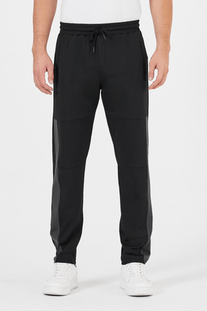 Erkek Siyah Standart Fit Normal Kesim Düz Paça Cep Fermuarlı Rahat Jogger Eşofman Altı - MMETALIC