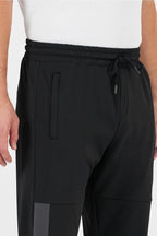 Erkek Siyah Standart Fit Normal Kesim Düz Paça Cep Fermuarlı Rahat Jogger Eşofman Altı - MMETALIC