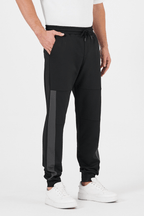 Erkek Siyah Standart Fit Normal Kesim Paça Ribanalı Cepli Rahat Jogger Eşofman Altı - MMETALIC