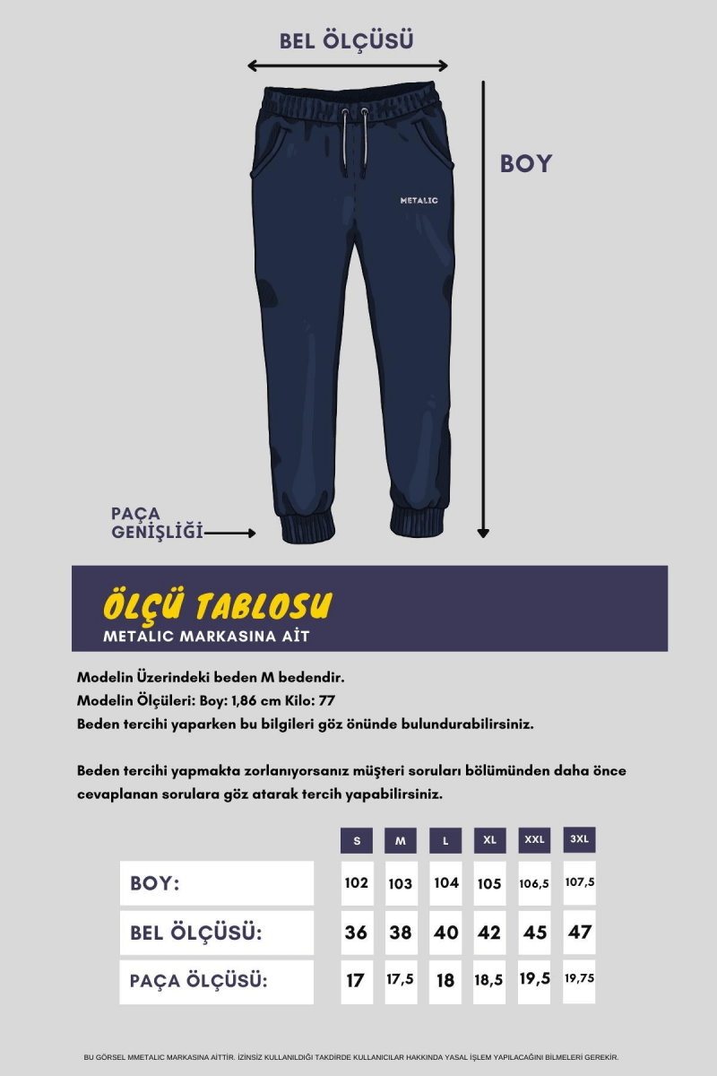 Erkek Siyah Standart Fit Normal Kesim Paça Ribanalı Cepli Rahat Jogger Eşofman Altı - MMETALIC