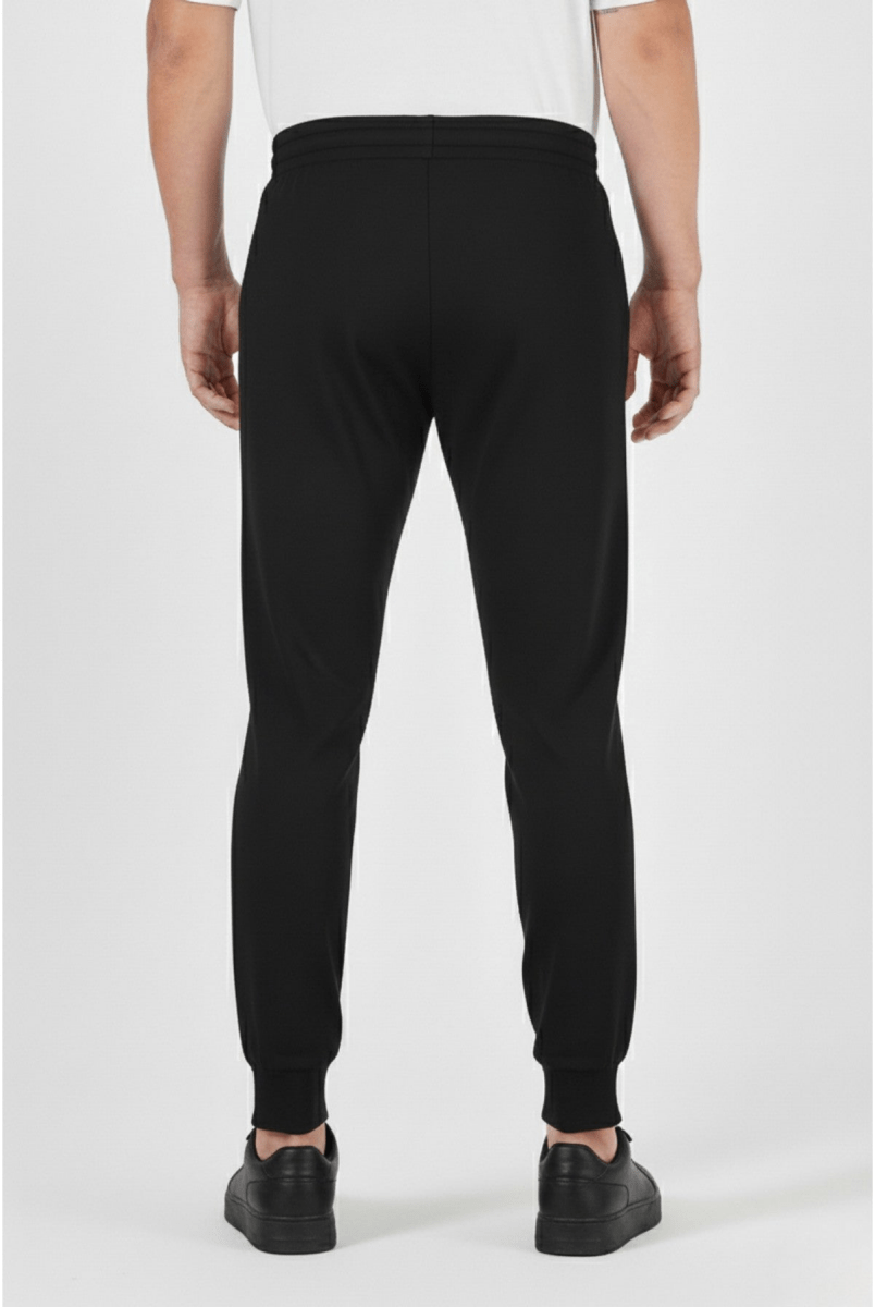 Erkek Siyah Standart Fit Normal Kesim Paça Ribanalı Cepli Rahat Jogger Eşofman Altı - MMETALIC