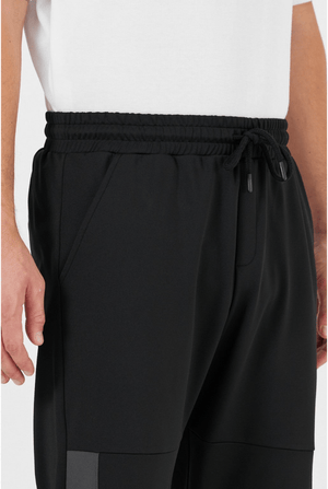 Erkek Siyah Standart Fit Normal Kesim Paça Ribanalı Cepli Rahat Jogger Eşofman Altı - MMETALIC